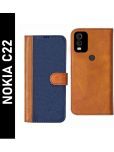 Knotyy Brown Flip Cover Artificial Leather Compatible For Nokia C22 ( Pack of 1 )