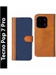 Knotyy Brown Flip Cover Artificial Leather Compatible For Tecno Pop 7 Pro ( Pack of 1 )