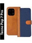 Knotyy Brown Flip Cover Artificial Leather Compatible For Tecno Pop 7 Pro ( Pack of 1 )