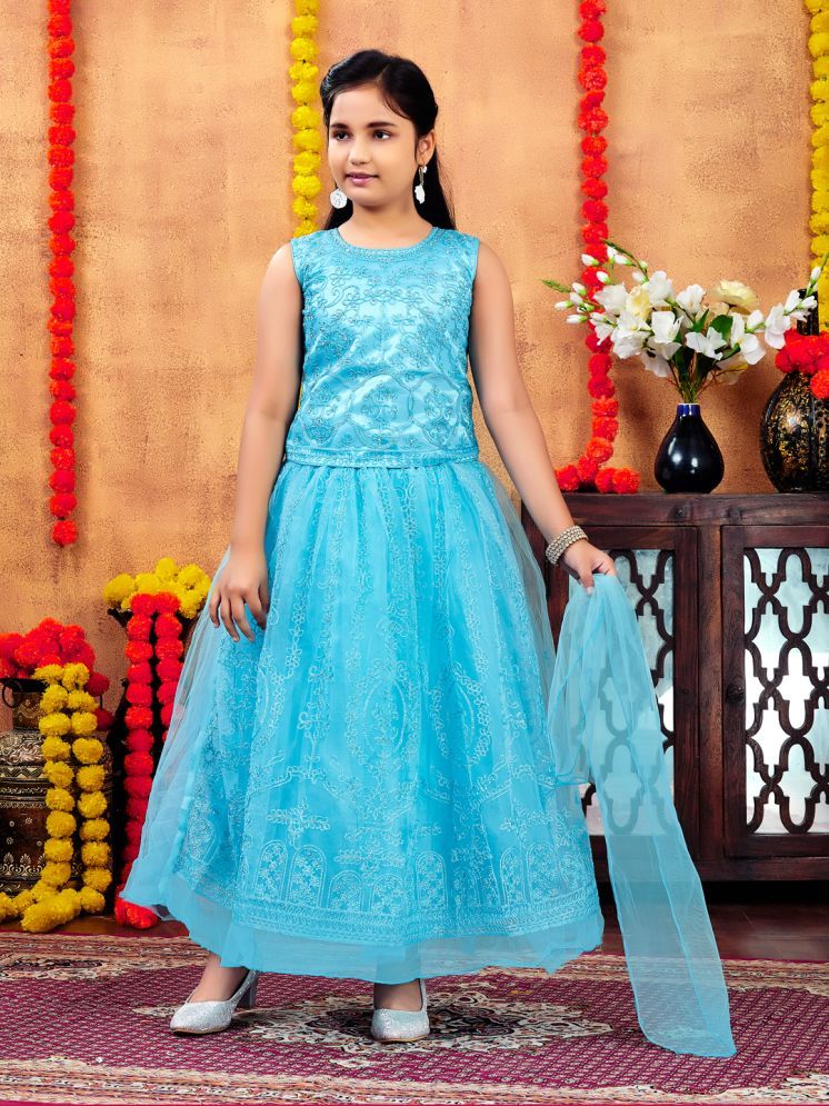     			Aarika Net Lehenga Choli Set For Girls ( Pack of 1 , Turquoise )