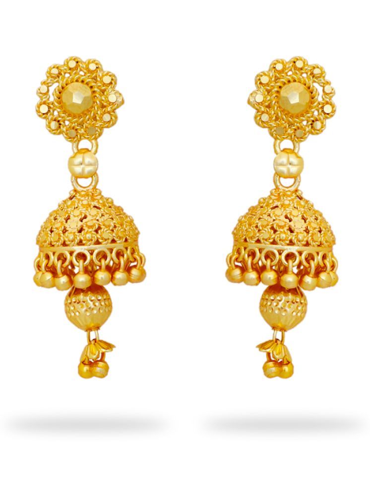     			Drashti Collection Golden Jhumki Earrings ( Pack of 1 )