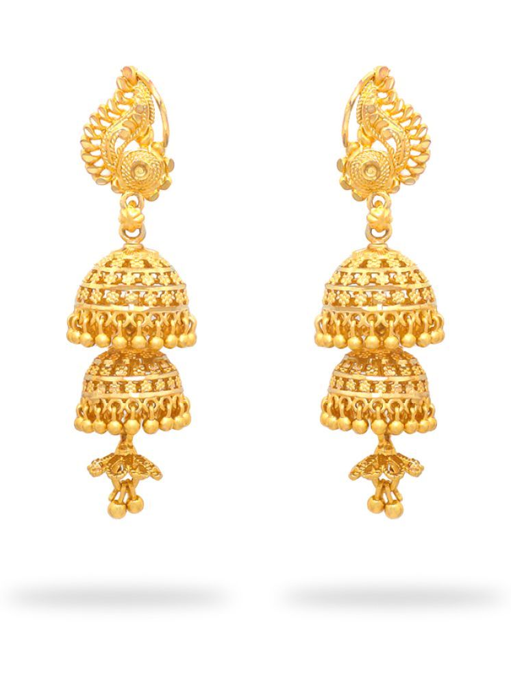     			Drashti Collection Golden Jhumki Earrings ( Pack of 1 )