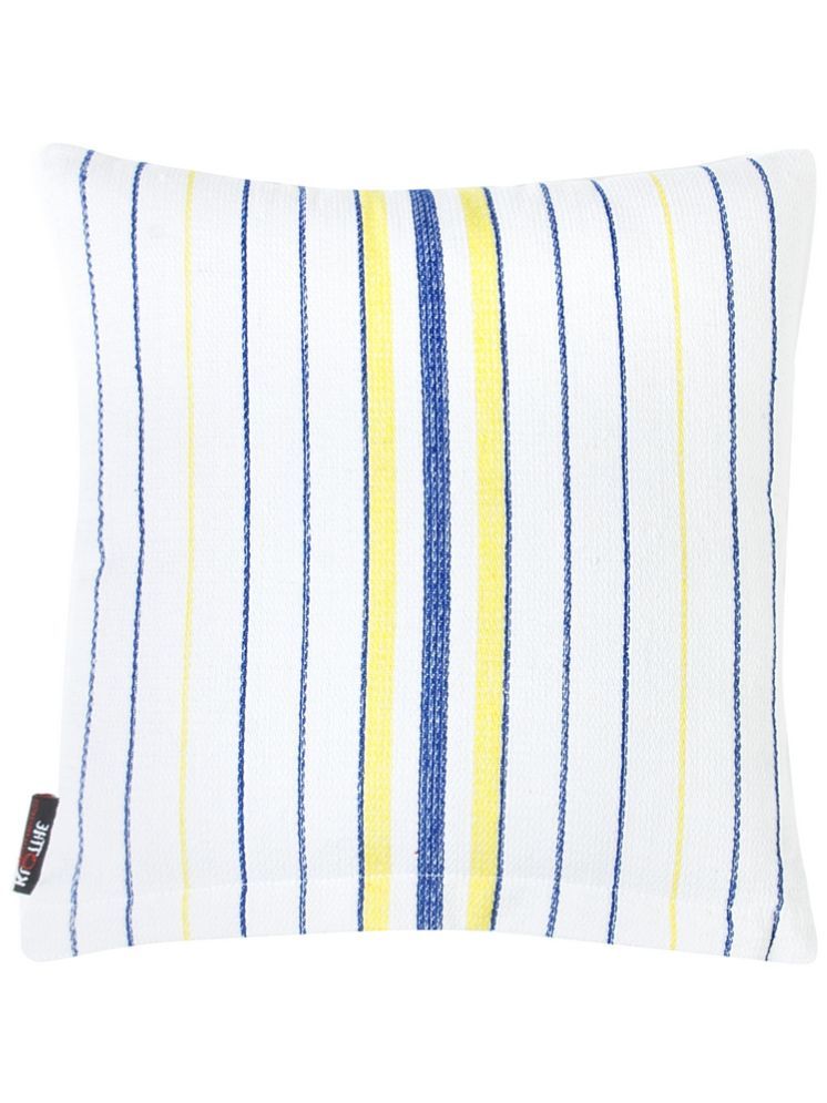     			Klotthe Set of 1 Cotton Vertical Striped Square Cushion Cover (35X35)cm - White