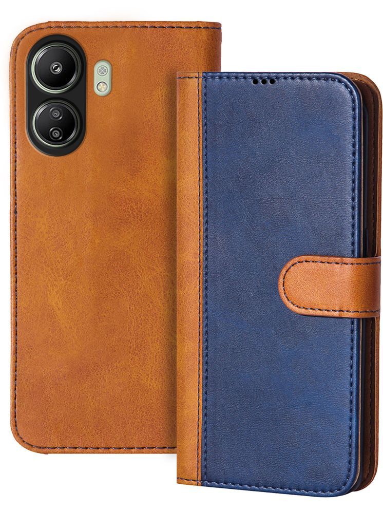     			Knotyy Brown Flip Cover Artificial Leather Compatible For Redmi 13C 4G ( Pack of 1 )