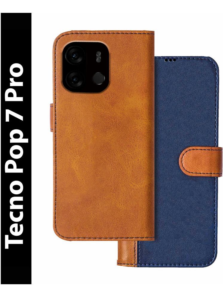     			Knotyy Brown Flip Cover Artificial Leather Compatible For Tecno Pop 7 Pro ( Pack of 1 )