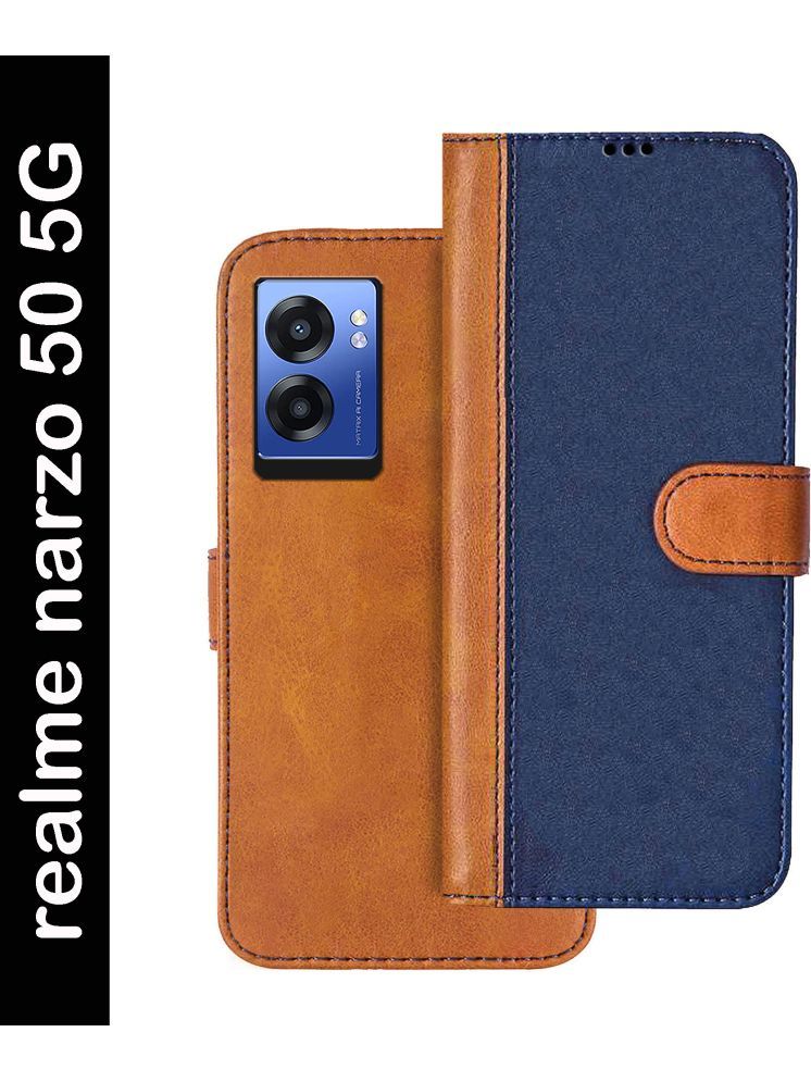     			Knotyy Brown Flip Cover Artificial Leather Compatible For Realme Narzo 50 5G ( Pack of 1 )