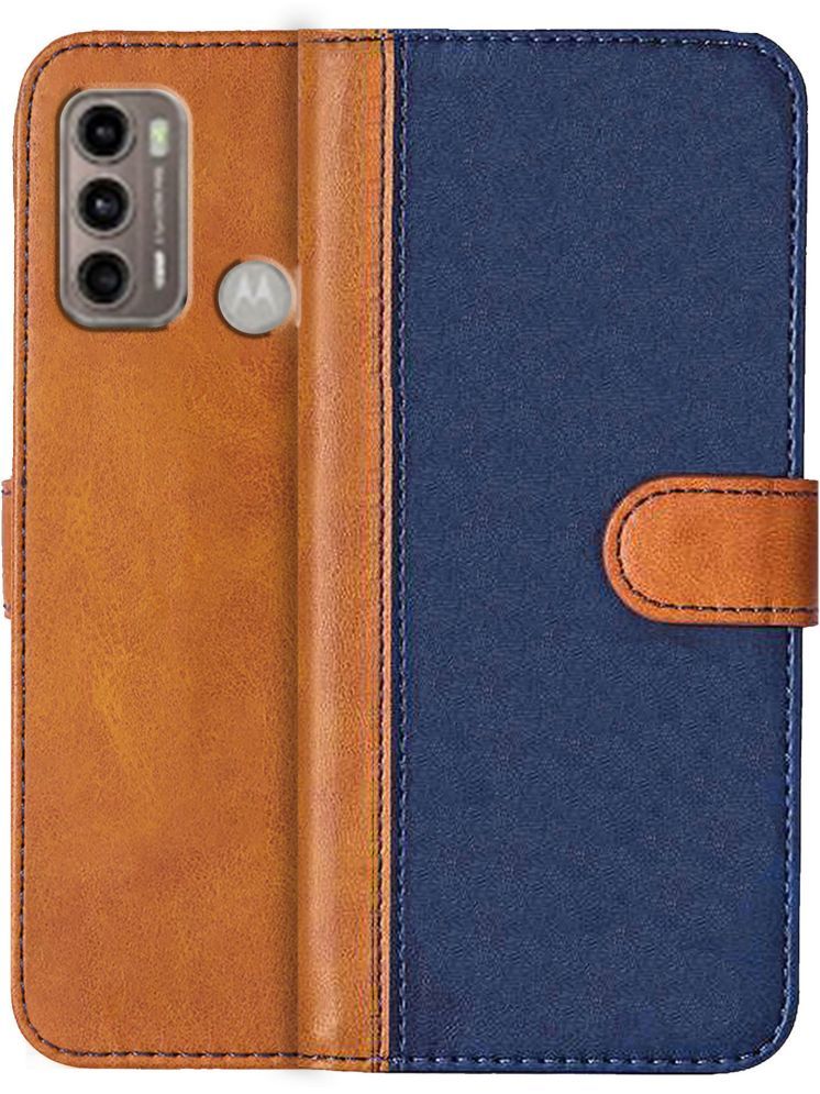     			Knotyy Brown Flip Cover Artificial Leather Compatible For Motorola Moto G60 ( Pack of 1 )