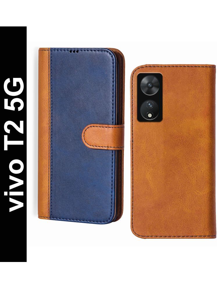     			Knotyy Brown Flip Cover Artificial Leather Compatible For vivo T2 5G ( Pack of 1 )