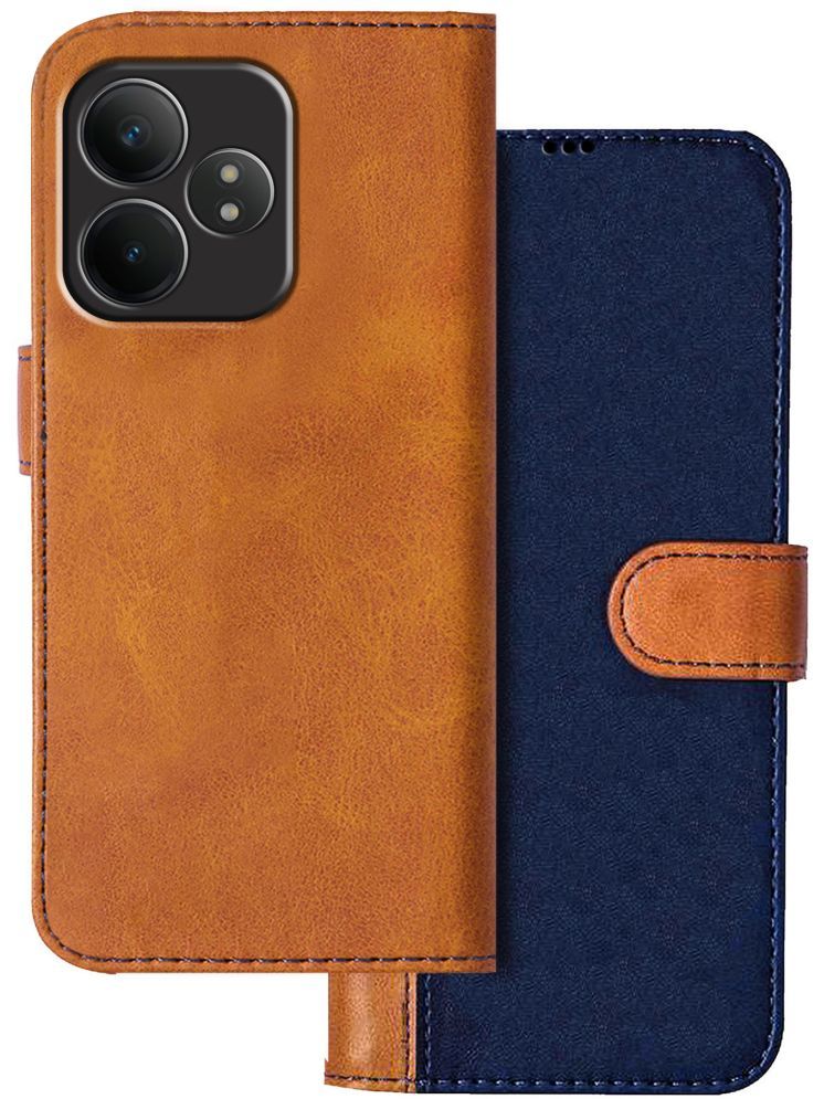     			Knotyy Brown Flip Cover Artificial Leather Compatible For Realme GT 6T 5G ( Pack of 1 )