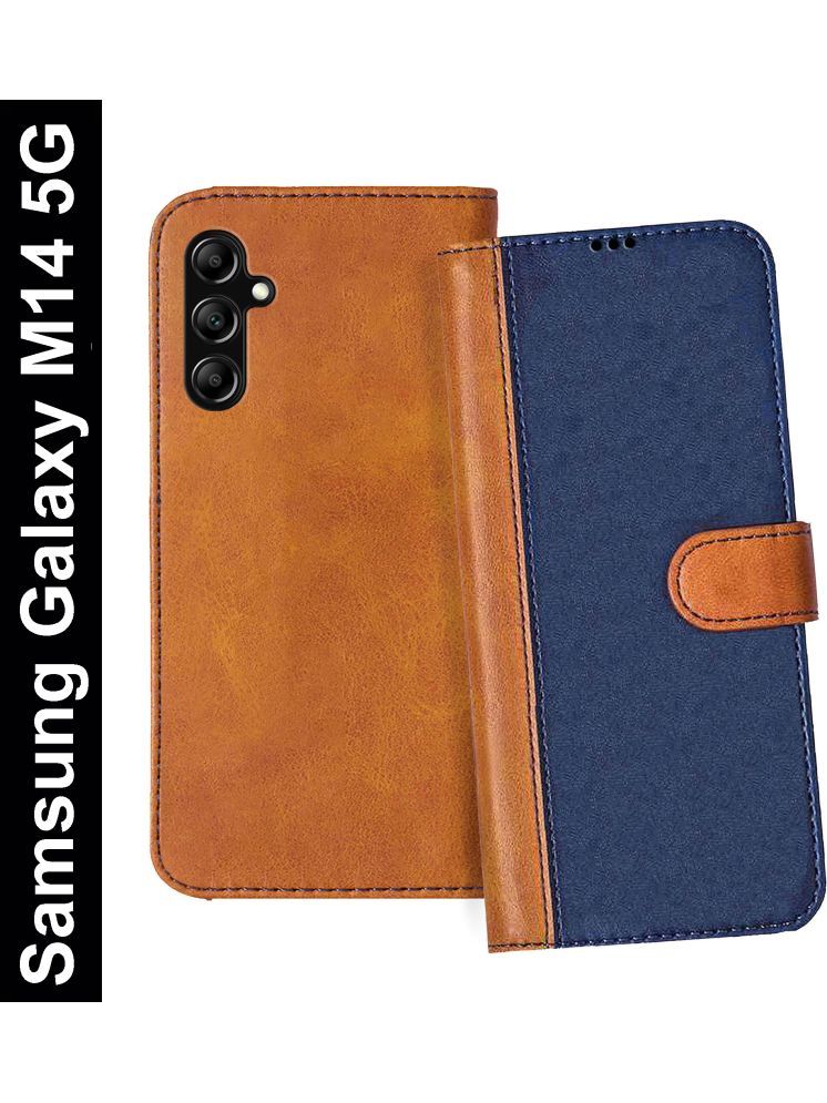     			Knotyy Brown Flip Cover Artificial Leather Compatible For Samsung Galaxy M14 5G ( Pack of 1 )