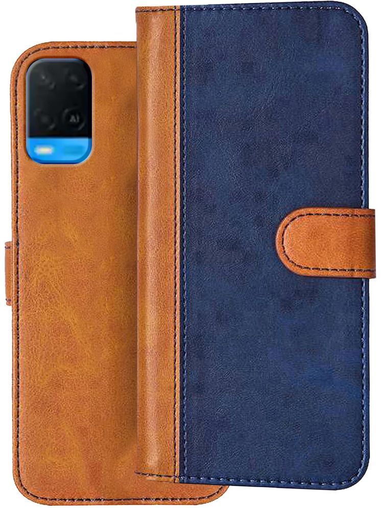     			Knotyy Brown Flip Cover Artificial Leather Compatible For Oppo A54 ( Pack of 1 )