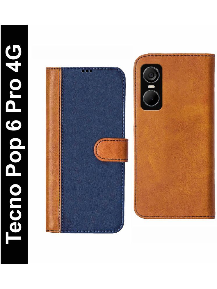     			Knotyy Brown Flip Cover Artificial Leather Compatible For Tecno Pop 6 Pro ( Pack of 1 )