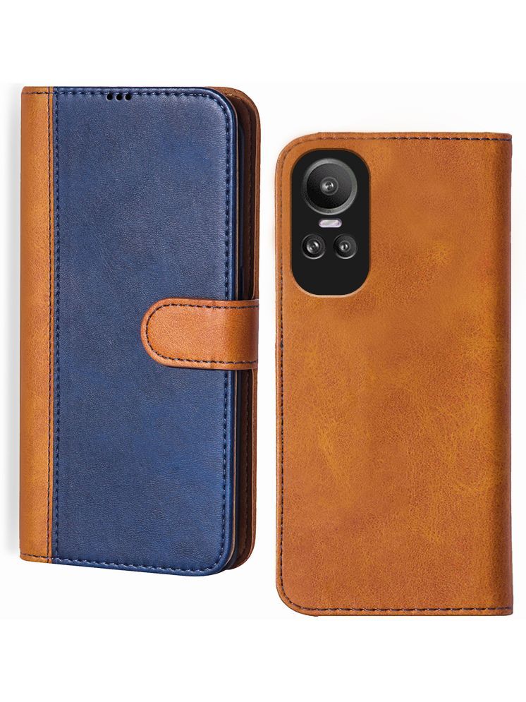     			Knotyy Brown Flip Cover Artificial Leather Compatible For OPPO Reno 10 5G ( Pack of 1 )