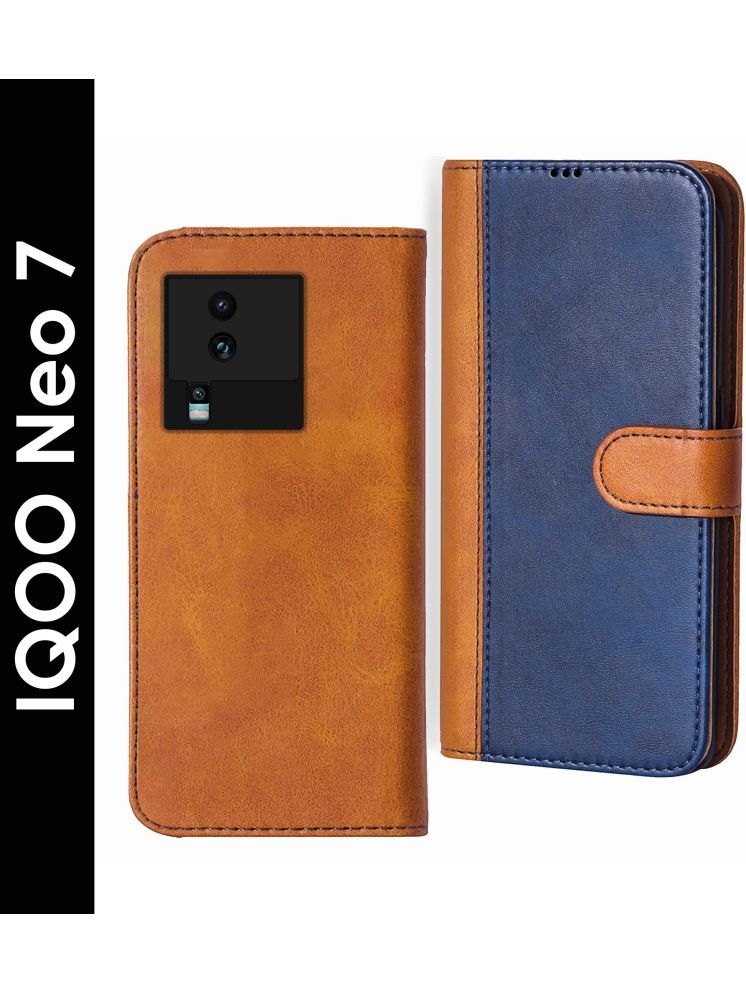     			Knotyy Brown Flip Cover Artificial Leather Compatible For vivo iQOO Neo 7 ( Pack of 1 )