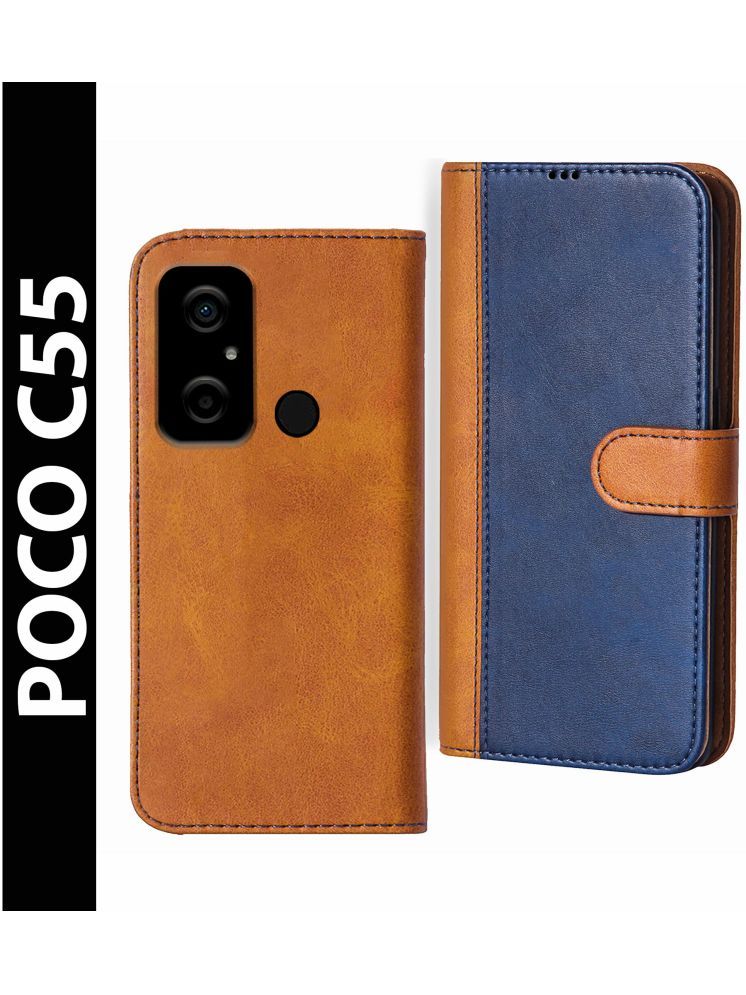     			Knotyy Brown Flip Cover Artificial Leather Compatible For POCO C55 ( Pack of 1 )