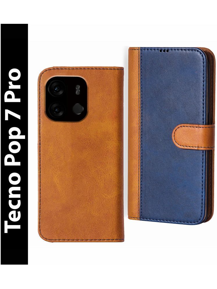     			Knotyy Brown Flip Cover Artificial Leather Compatible For Tecno Pop 7 Pro ( Pack of 1 )