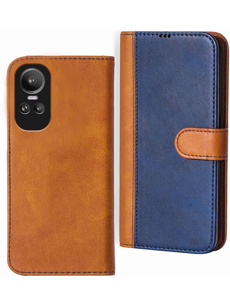     			Knotyy Brown Flip Cover Artificial Leather Compatible For OPPO Reno 10 5G ( Pack of 1 )