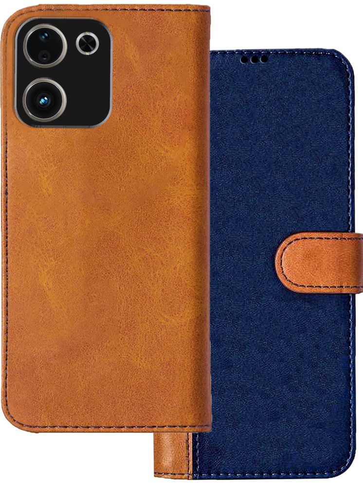     			Knotyy Brown Flip Cover Artificial Leather Compatible For iQOO Z9s Pro 5G ( Pack of 1 )