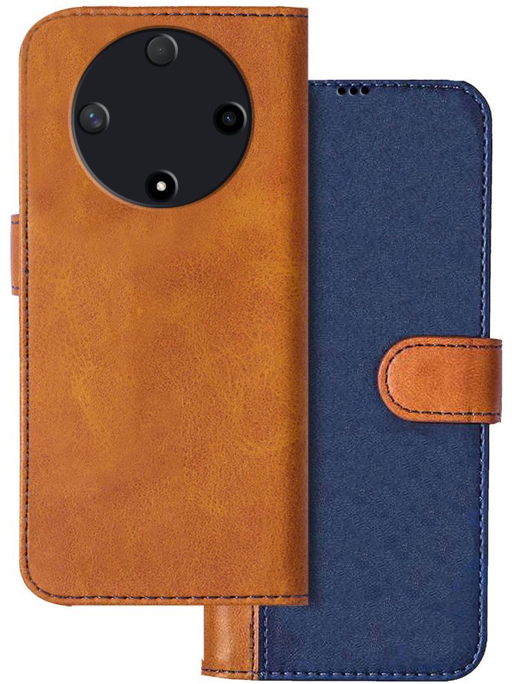     			Knotyy Brown Flip Cover Artificial Leather Compatible For Honor X9b 5G ( Pack of 1 )