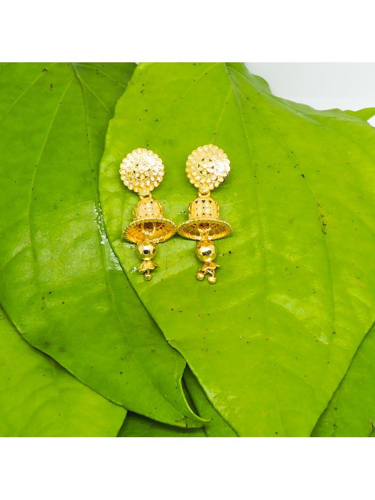     			LUV FASHION Golden Jhumki Earrings ( Pack of 1 )