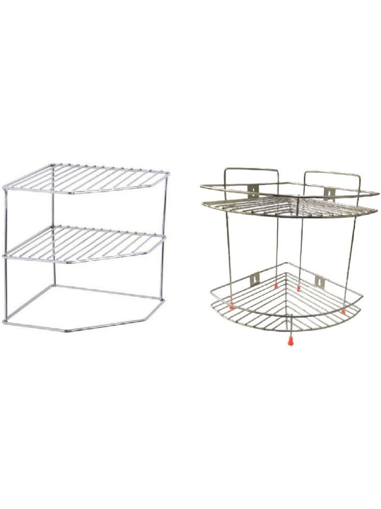     			Sushil Silver Stainless Steel Storage Racks ( Pack of 2 )