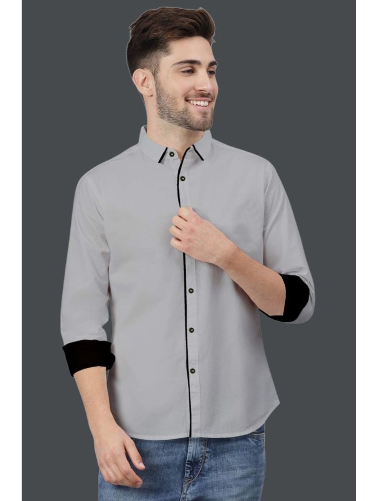     			VTEXX Cotton Blend Regular Fit Solids Full Sleeves Men's Casual Shirt - Grey ( Pack of 1 )