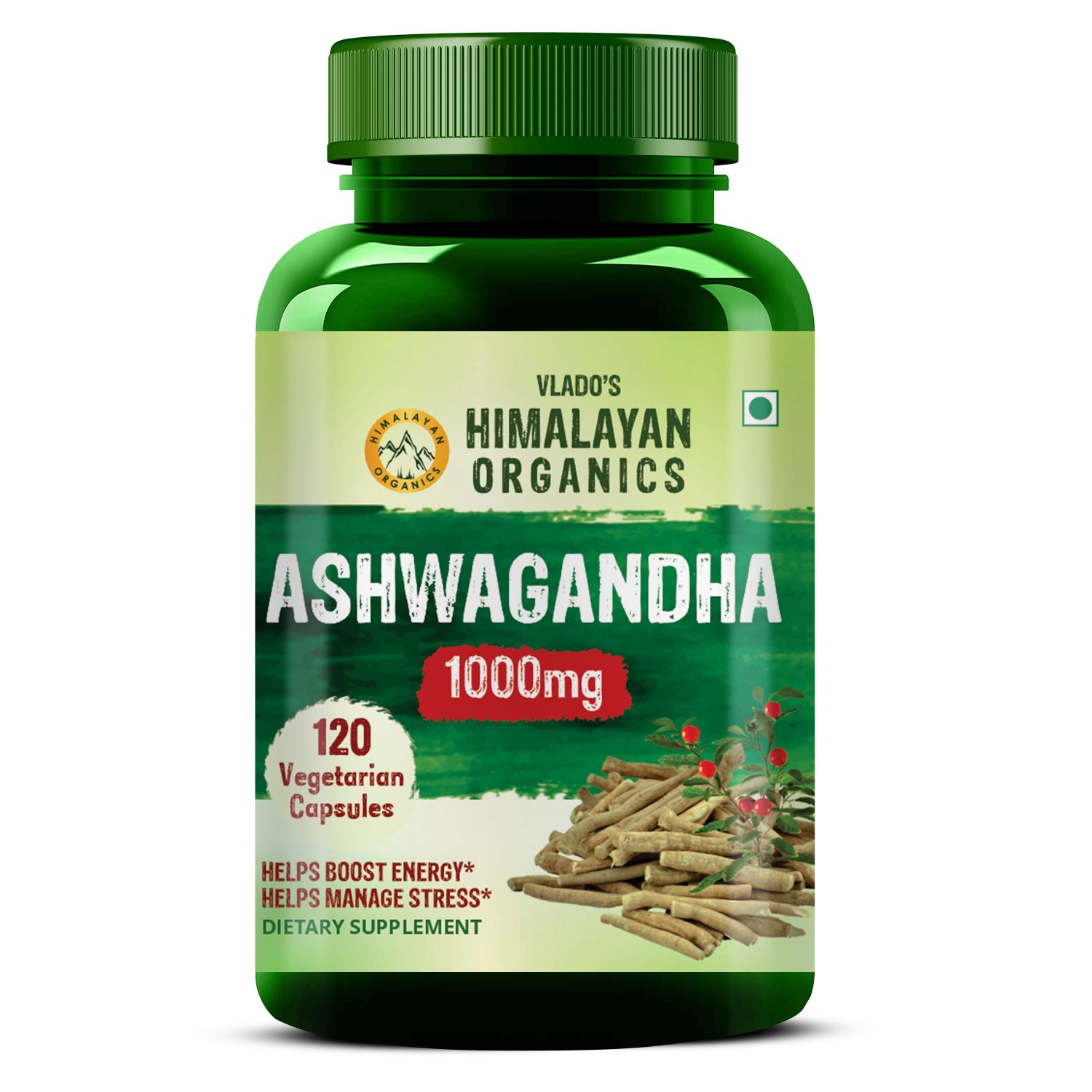     			Vlado's Himalayan Organics Ashwagandha 1000Mg Capsule for Energy, Strength 120 No.s