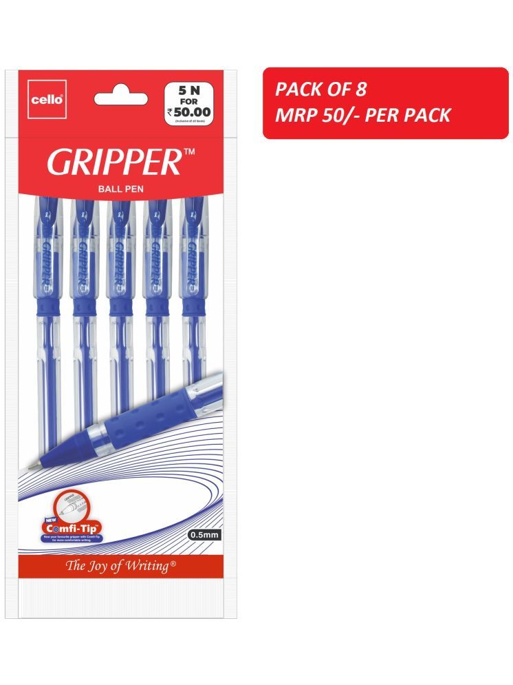     			Cello Gripper 5-Ct  Ball Pen Blue (Pack of 8)