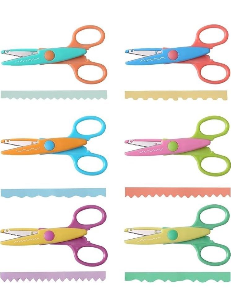     			Freedy Designer Shape Cutter Scissor Pack of 6 Different Design, Zig Zag Scissor for DIY Craft Work, Project Work, Border Making and Scrapbooking, Multicolor, Designer Shape Scissor Pack of 6(aa)