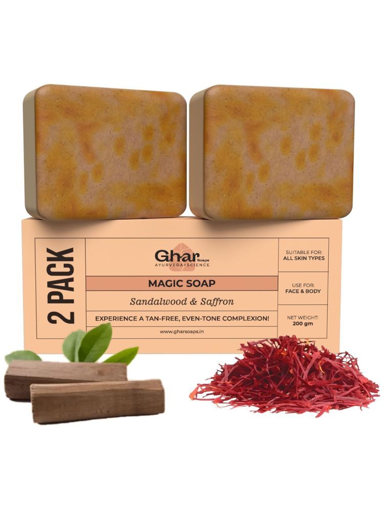     			GHAR SOAPS Skin Whitening Sandalwood & Saffron Chandan & Kesar Soap for All Skin Type ( Pack of 2 )