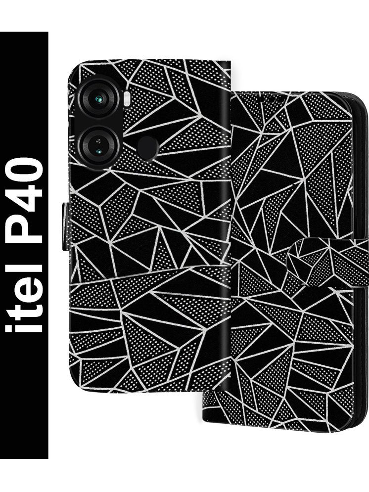     			Knotyy Black Flip Cover Artificial Leather Compatible For itel P40 ( Pack of 1 )