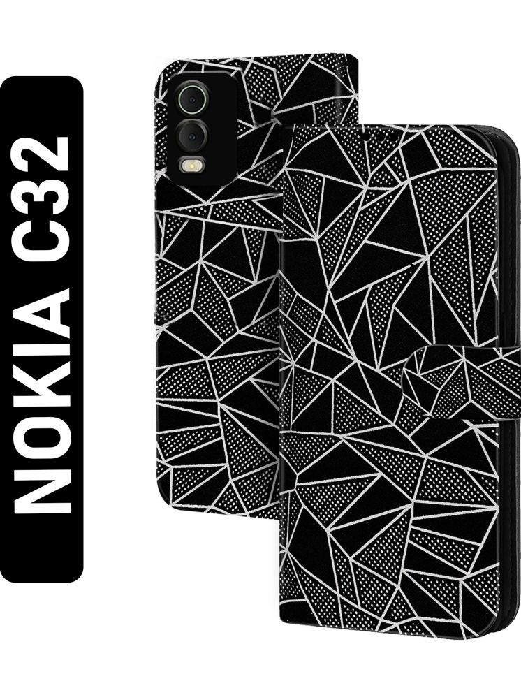     			Knotyy Black Flip Cover Artificial Leather Compatible For Nokia C32 ( Pack of 1 )