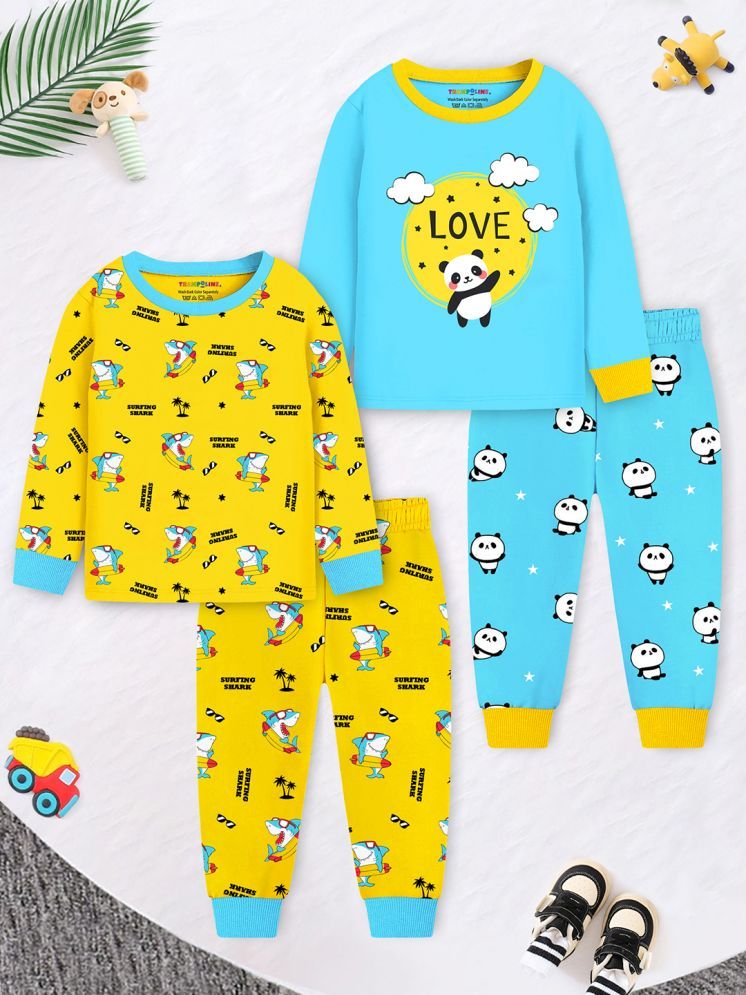     			Trampoline Pack of 2 Boys 100% Cotton Nightsuit Set ( Yellow )