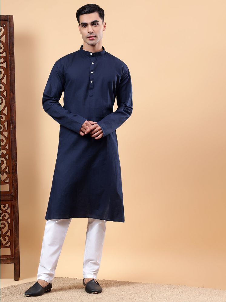     			Yugnik Blue Cotton Regular Fit Men's Kurta Pyjama Set ( Pack of 1 )