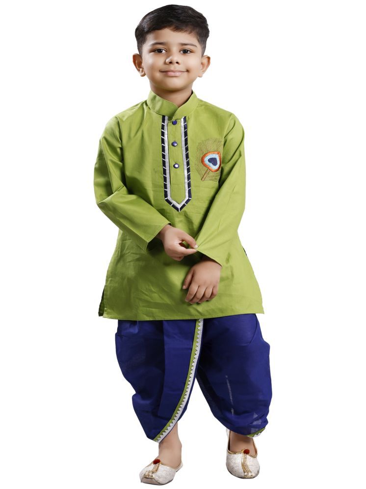     			s muktar garments Baby Boys Cotton Blend Sequined - Pattern Dhoti Kurta Set ( Green , Pack of 1 )