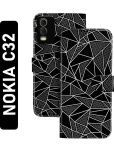 Knotyy Black Flip Cover Artificial Leather Compatible For Nokia C32 ( Pack of 1 )