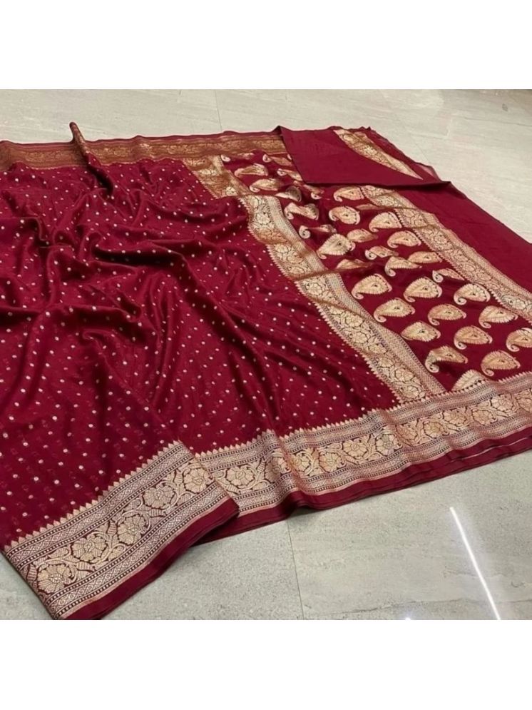     			A TO Z CART Pack of 1 Banarasi Silk Embellished Saree With Blouse Piece ( Maroon )