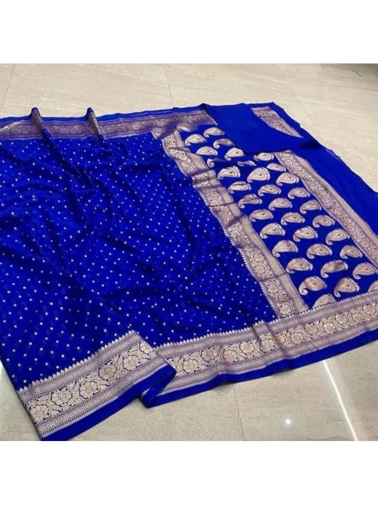     			A TO Z CART Pack of 1 Banarasi Silk Embellished Saree With Blouse Piece ( Light Blue )