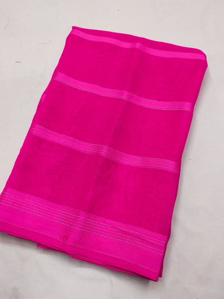     			ANAND SAREES Pack of 1 Satin Striped Saree With Blouse Piece ( Pink )