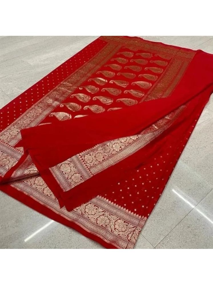     			Aika Pack of 1 Banarasi Silk Printed Saree With Blouse Piece ( Red )