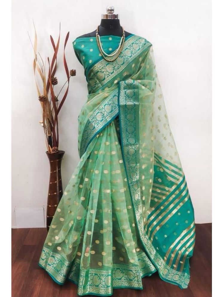     			Apnisha Pack of 1 Organza Embellished Saree With Blouse Piece ( Rama )