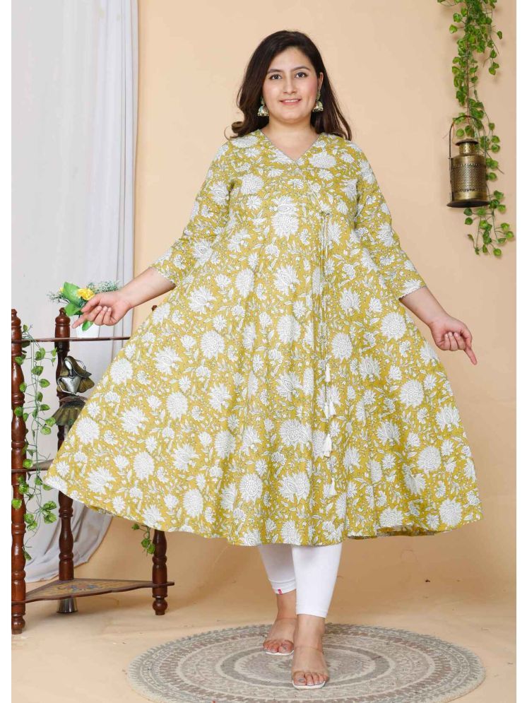     			Doriyaan Pack of 1 Cotton Printed Anarkali Women's Kurti - ( Yellow )