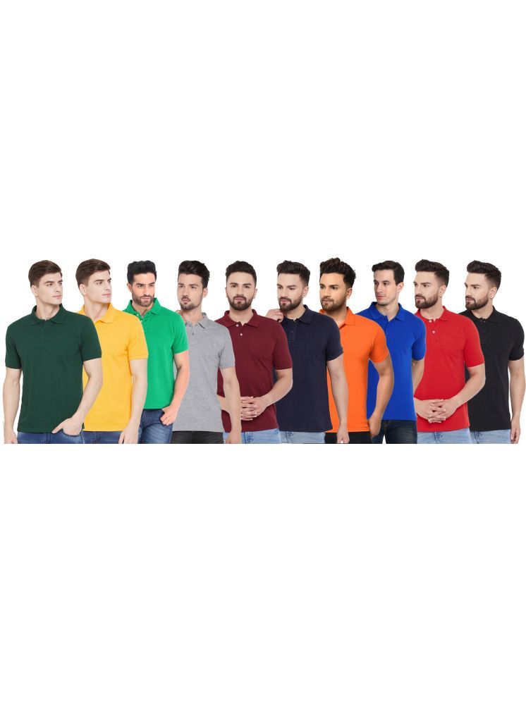     			Funky Guys Pack of 10 Cotton Blend Slim Fit Solid Half Sleeves Men's Polo T Shirt ( Multicolor )