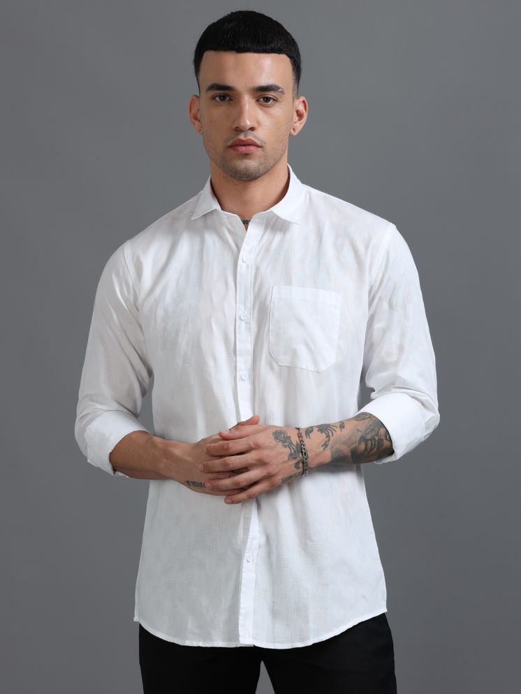     			HETIERS 100% Cotton Regular Fit Self Design Full Sleeves Men's Casual Shirt - White ( Pack of 1 )