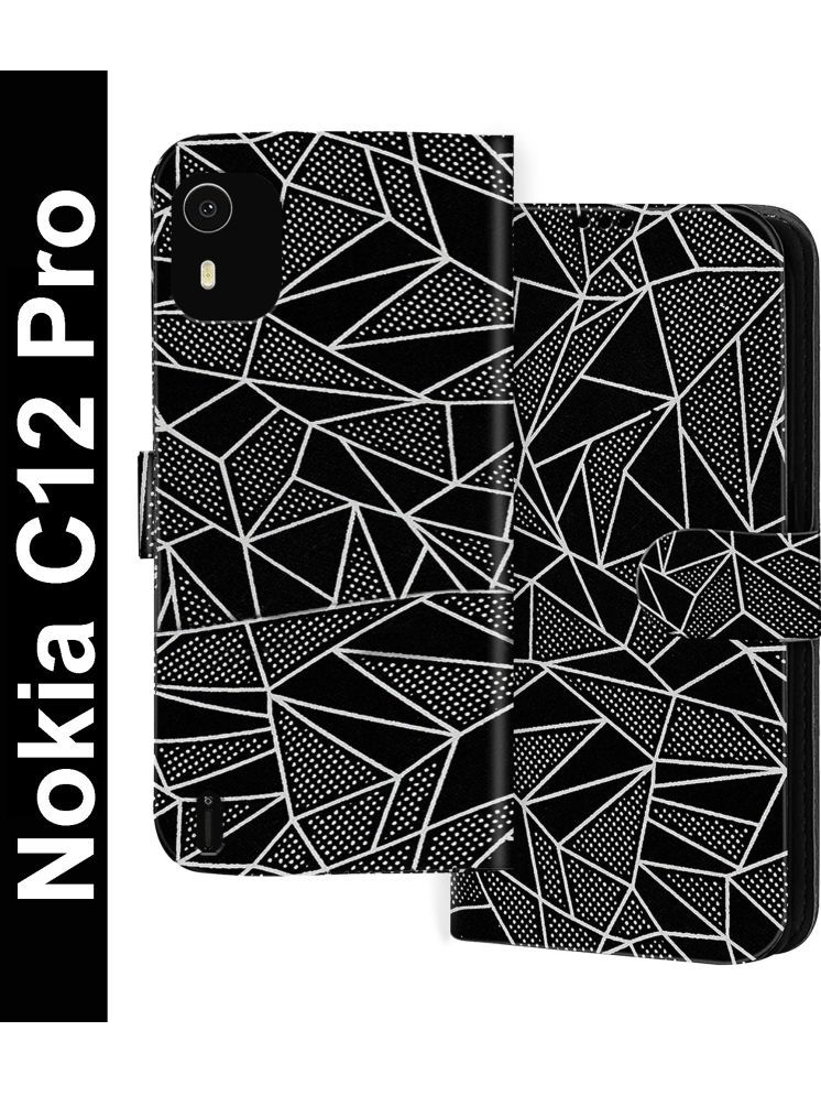     			Knotyy Black Flip Cover Artificial Leather Compatible For Nokia C12 Pro ( Pack of 1 )