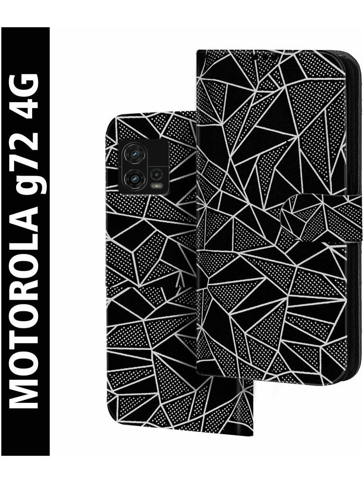     			Knotyy Black Flip Cover Artificial Leather Compatible For MOTOROLA Moto G72 ( Pack of 1 )