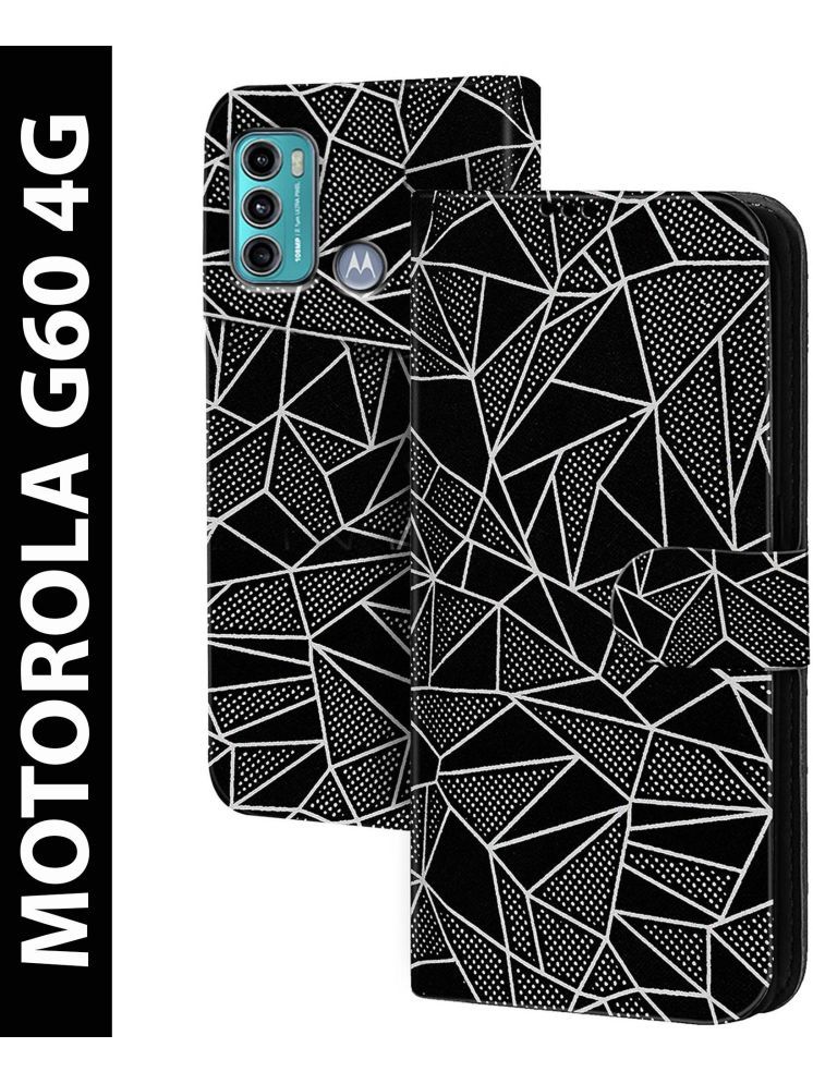     			Knotyy Black Flip Cover Artificial Leather Compatible For Motorola Moto G60 ( Pack of 1 )