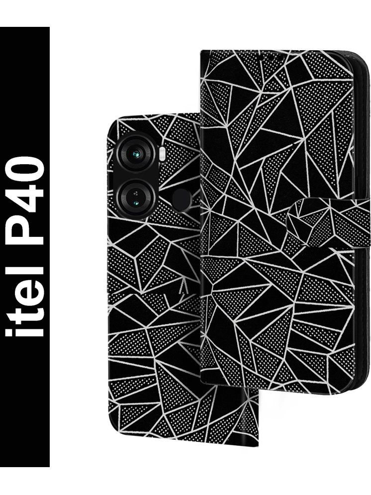     			Knotyy Black Flip Cover Artificial Leather Compatible For itel P40 ( Pack of 1 )