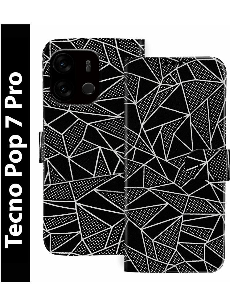     			Knotyy Black Flip Cover Artificial Leather Compatible For Tecno Pop 7 Pro ( Pack of 1 )