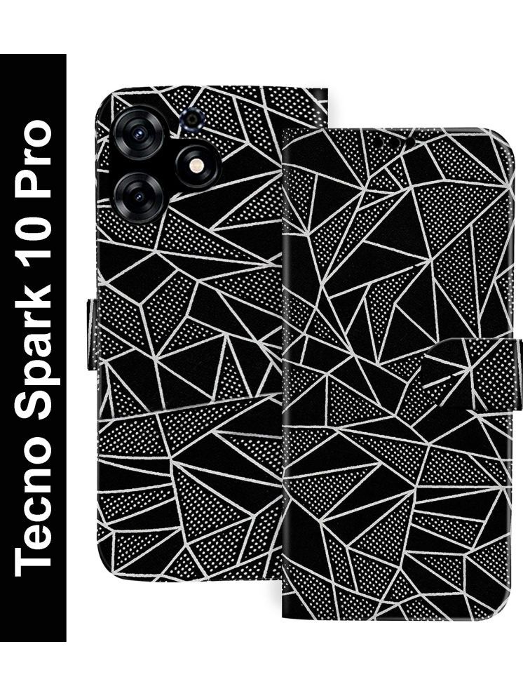     			Knotyy Black Flip Cover Artificial Leather Compatible For Tecno Spark 10 Pro ( Pack of 1 )